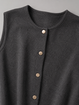 Button Front Knit Vest Autumn Women