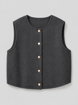 Button Front Knit Vest Autumn Women