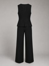 Black Tailored Vest and Wide-Leg Pant Set