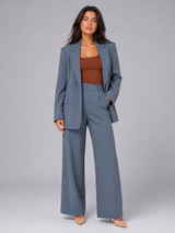 Women's Tailored Blazer And Wide-Leg Pants Set Navy