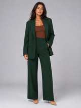 Women's Tailored Blazer And Wide-Leg Pants Set Navy