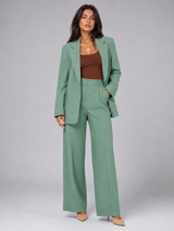 Women's Tailored Blazer And Wide-Leg Pants Set Navy