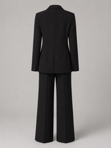 Tailored Single Button Blazer Wide Leg Trouser Suit Women
