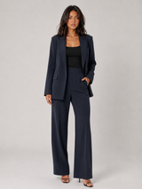 Tailored Single Button Blazer Wide Leg Trouser Suit Women