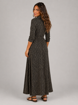 Polka Dot Tie Waist Maxi Shirt Dress Women