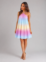 Tropical Floral Halter Mini Dress Summer Women
