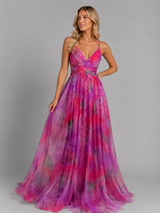 Vestido maxi con escote en V y flores para mujer de verano