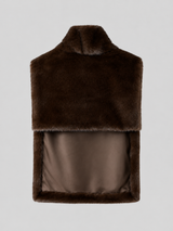 Reversible faux fur vest – plush texture detail – Nude & Nero