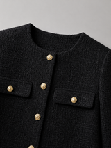 Tweed Cropped Jacket with Gold Buttons