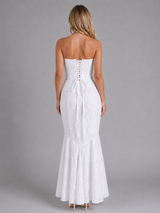 Robe longue bustier en dentelle pour soirée femme