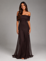 Chiffon Off Shoulder Maxi Dress Evening Women