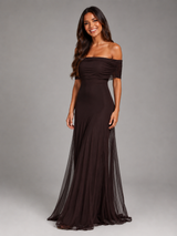 Chiffon Off Shoulder Maxi Dress Evening Women