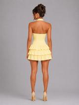 Robe mini corset à volants col halter pour femme en été