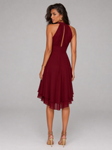 Robe à col halter style chiffon pour invité de mariage