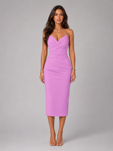 Ruched Strapless Midi Dress Cocktail Women