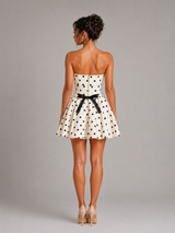 Robe mini bustier corset à pois pour cocktail femme