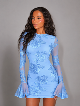 Robe mini moulante florale pour cocktail femme