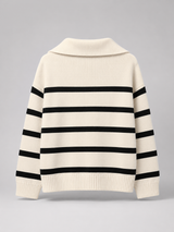 Striped Half Zip Knit Sweater for Women