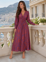 Vestido midi estampado con escote en V para invitada de boda