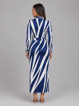 Vestido camisa midi a rayas con nudo torcido para mujer en verano