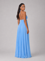 Robe maxi plissée à col halter pour invité de mariage