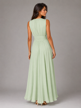 Ruched Chiffon Maxi Dress Wedding Guest