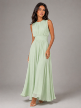 Ruched Chiffon Maxi Dress Wedding Guest