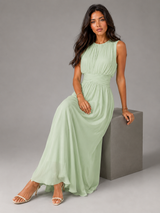 Ruched Chiffon Maxi Dress Wedding Guest