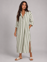Vestido camisero largo a rayas para mujer verano