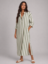 Vestido camisero largo a rayas para mujer verano