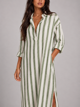 Vestido camisero largo a rayas para mujer verano