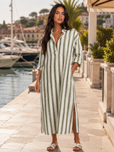 Vestido camisero largo a rayas para mujer verano
