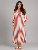 Vestido camisero largo a rayas para mujer verano