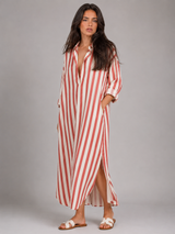 Vestido camisero largo a rayas para mujer verano