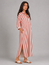 Vestido camisero largo a rayas para mujer verano