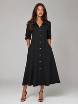 Button Front Midi Shirt Dress Summer Women