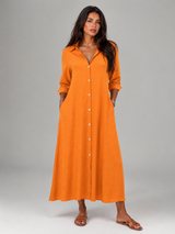Button Front Midi Shirt Dress Summer Women