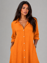 Button Front Midi Shirt Dress Summer Women