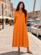 Button Front Midi Shirt Dress Summer Women