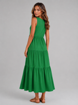 Robe maxi à volants et col en V pour femme été