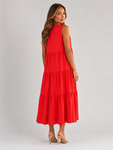 Robe maxi à volants et col en V pour femme été