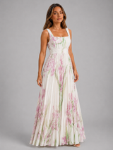 Vestido maxi floral en línea A para mujer verano