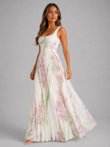 Vestido maxi floral en línea A para mujer verano