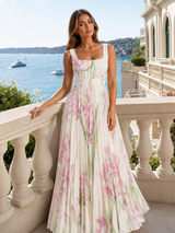 Vestido maxi floral en línea A para mujer verano