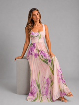 Vestido maxi floral en línea A para mujer verano