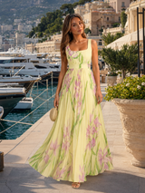 Vestido maxi floral en línea A para mujer verano
