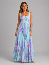 Vestido maxi floral en línea A para mujer verano