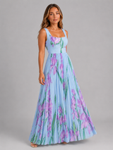 Vestido maxi floral en línea A para mujer verano
