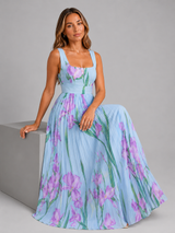 Vestido maxi floral en línea A para mujer verano