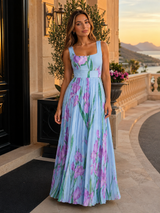 Vestido maxi floral en línea A para mujer verano